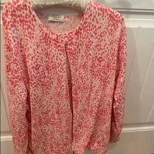 Talbot’s 2-piece sweater set, 2X in deep reddish coral.